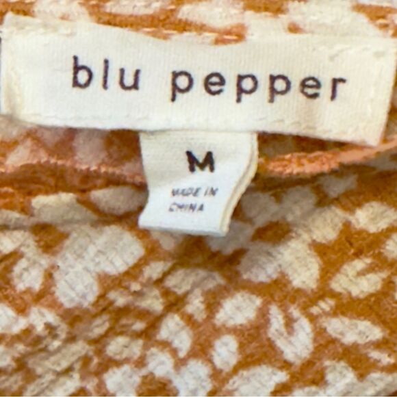 Blu Pepper Sleeveless V-Neck Orange Pattern Airy Babydoll Dress. Medium. NWOT. - Picture 6 of 7